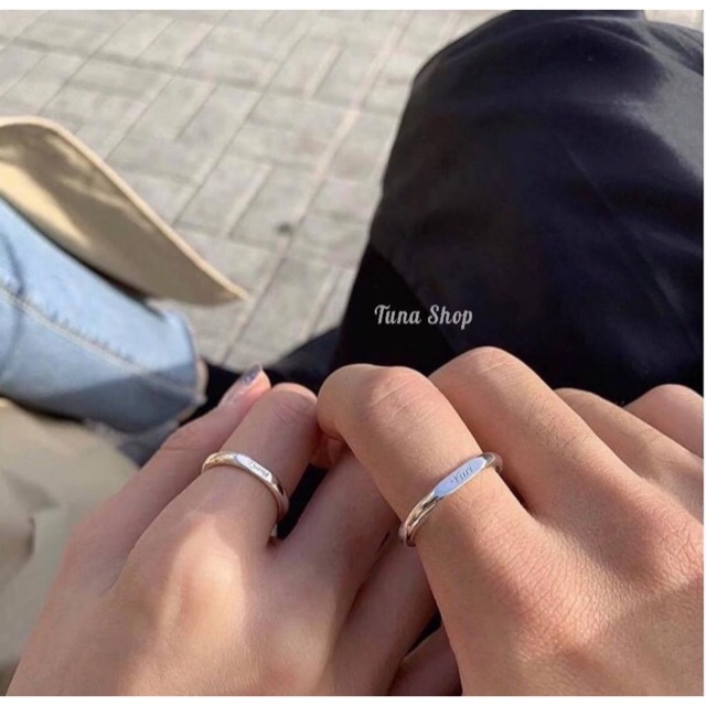 Nhẫn Bạc đôi hàng thiết kế khắc tên khắc chũ, Nhẫn Bạc đôi tình yêu thiết kế theo yêu cầu bằng bạc cao cấp TUNASILVER