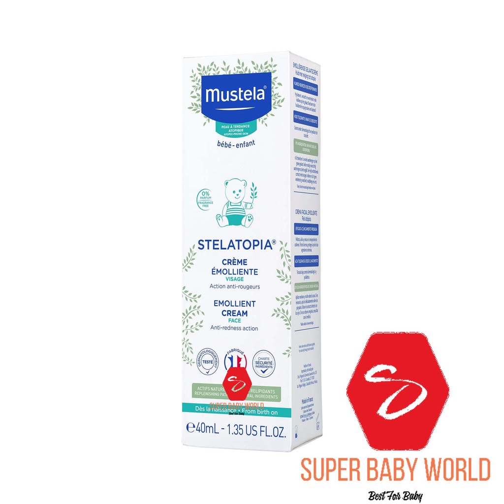 Kem Dưỡng Da Mặt Cho Em Bé Da Chàm Thể Tạng  Mustela Stelatopia Emollient Cream 40ml