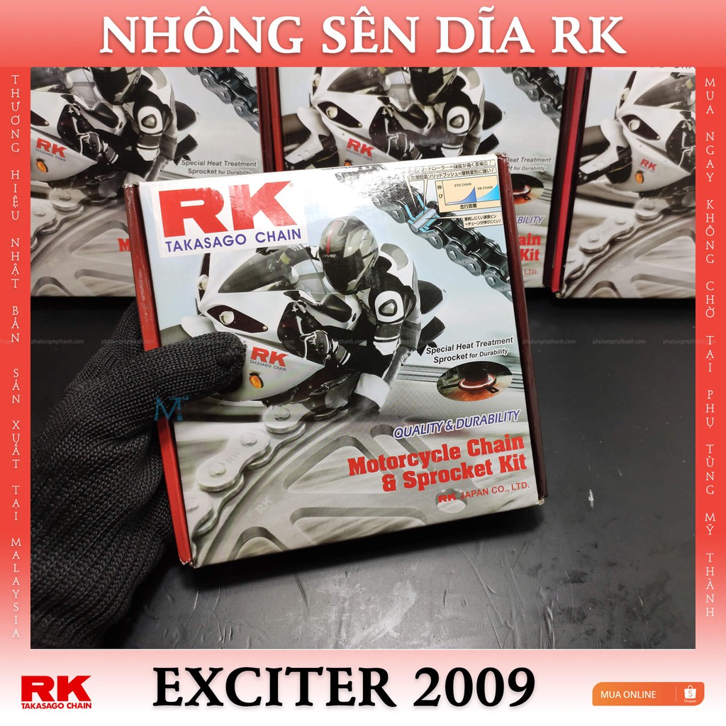 Nhông sên dĩa RK xe Exciter 135 đời 2007-2010 chính hiệu