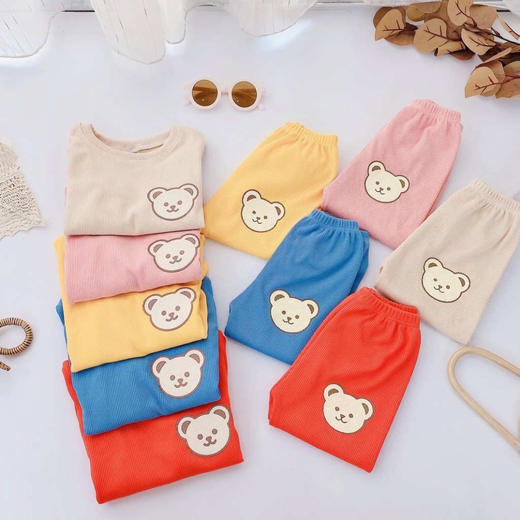 BỘ QUẦN ÁO DÀI TAY LEN TĂM BOZIP CHO BÉ TRAI BÉ GÁI 7- 20kg sét 5 bộ