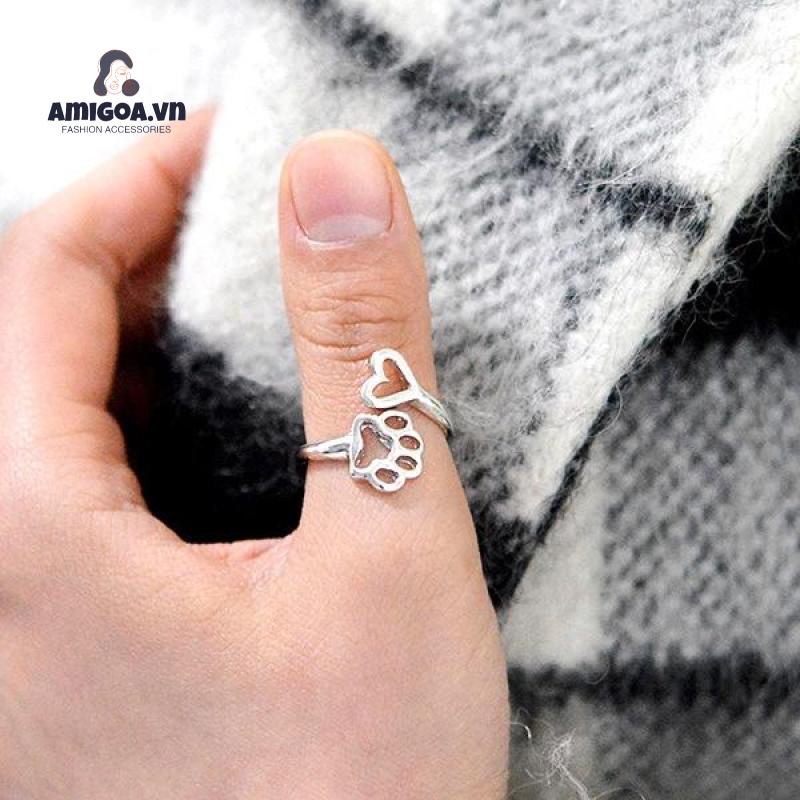 Nhẫn Hở Họa Tiết Chân Chó Đơn Giản Sáng Tạo