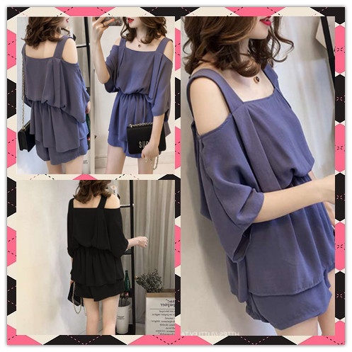 Set áo hở vai + quần ống rộng size lớn mới