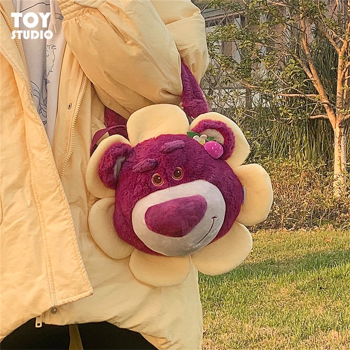 Túi Đeo Chéo mini Kiểu Hoạt Hình Gấu/Hoa/Dâu Tây Nhồi Bông Dễ Thương