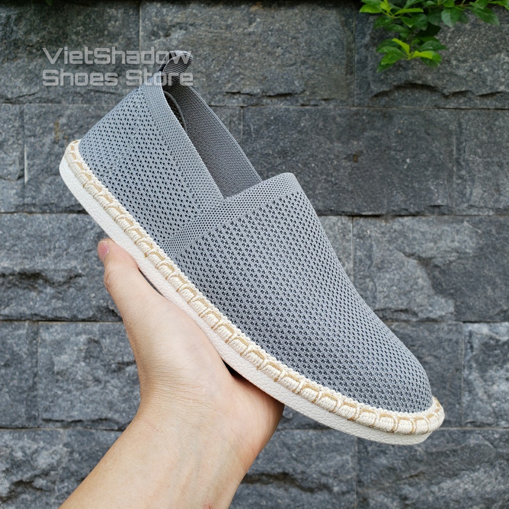 Slip on nam - Giày lười vải nam - Vải dệt kim tạo hình 3D, 4 màu (đen), (xám), (xanh) và (trắng) - Mã 2931