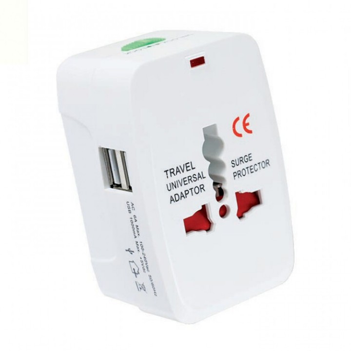 Ổ cắm điện quốc tế du lịch đa năng 2 cổng USB Universal Travel AC Adapter