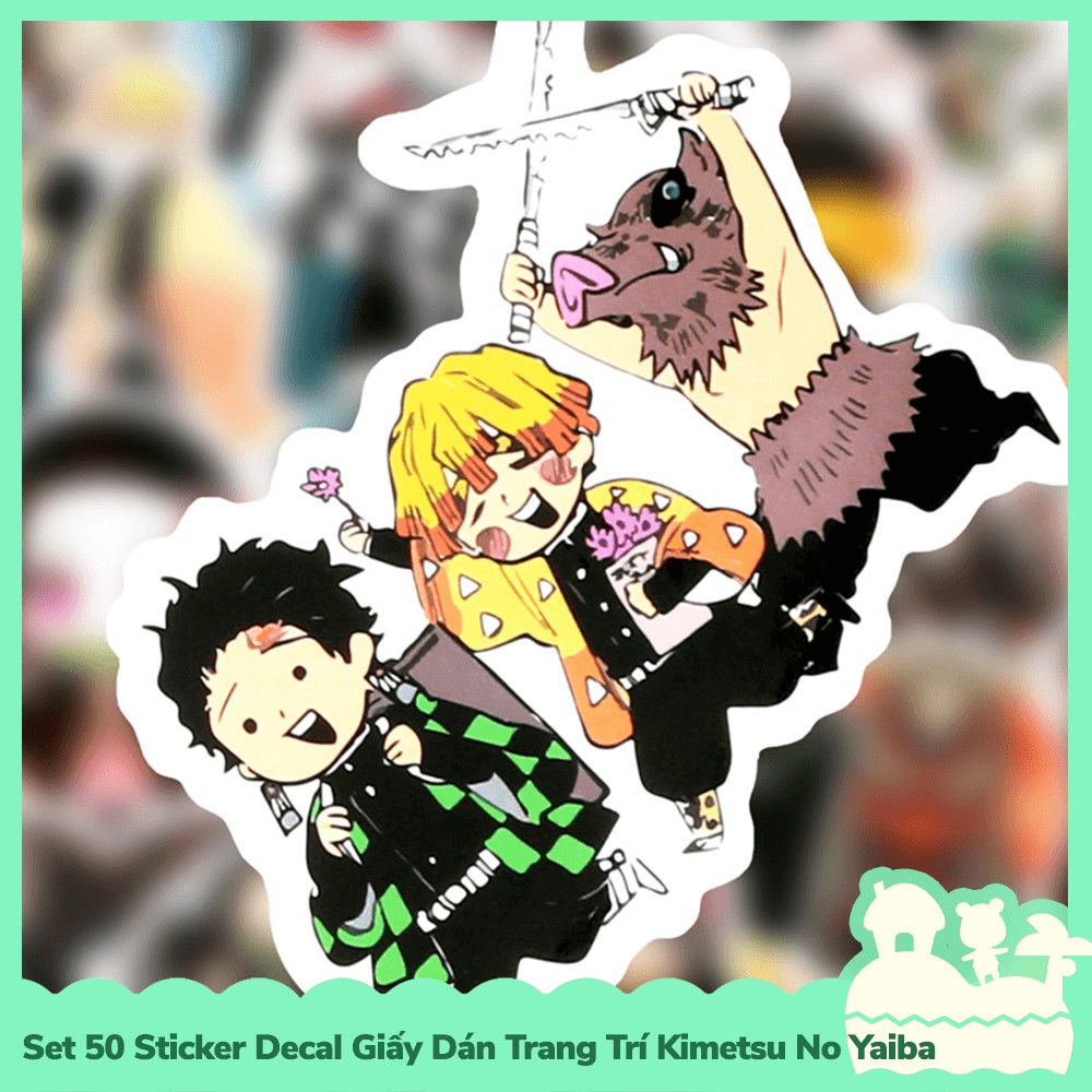 [Sẵn VN - NowShip] Set 50 Sticker Decal Dán Trang Trí Mẫu Nhân Vật Anime Manga Kimetsu No Yaiba Demon Slayer