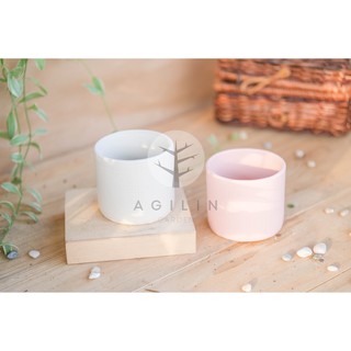 Chậu tráng men trụ tròn trơn size nhỏ - Chất liệu men mờ - Kiểu dáng hiện đại - Trồng cây cảnh