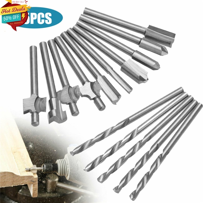 COD 15pcs 1/8&quot; 3mm Metal Shank Router Twist Drill Bit Set For Dremel Rotary Multi Cutting Tool