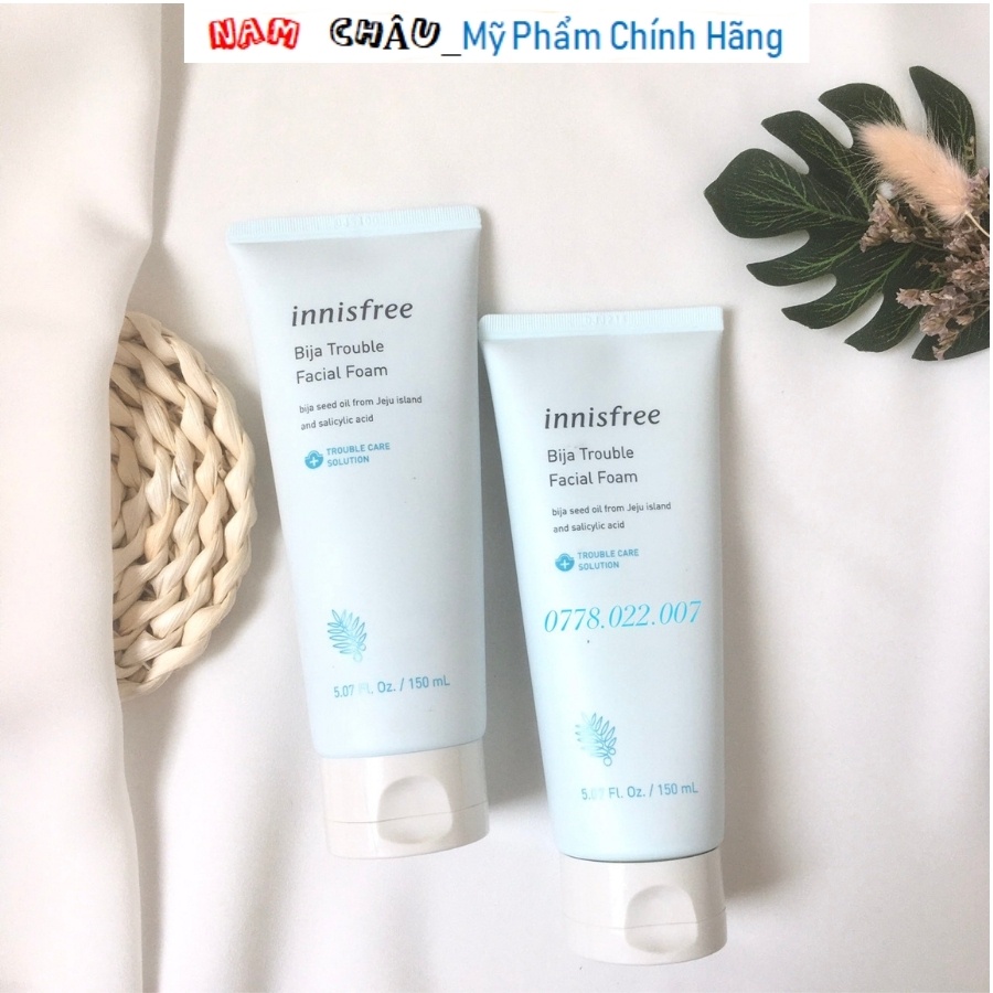 Sữa rửa mặt Innisfree Bija Trouble Facial Foam cho da mụn, da dầu 150ml