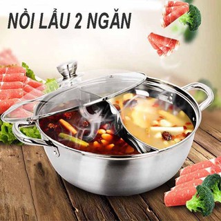 Nồi lẩu inox 2 ngăn size 28cm