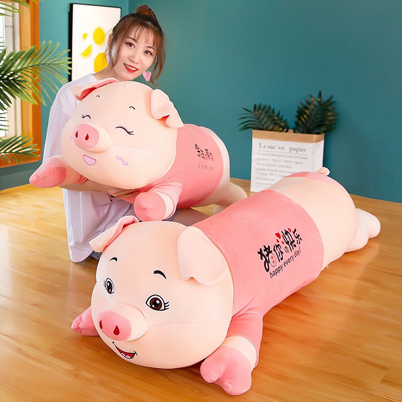 Gấu Bông , Gối Ôm Heo Áo Hồng Đủ Size 90Cm-1M-1M3