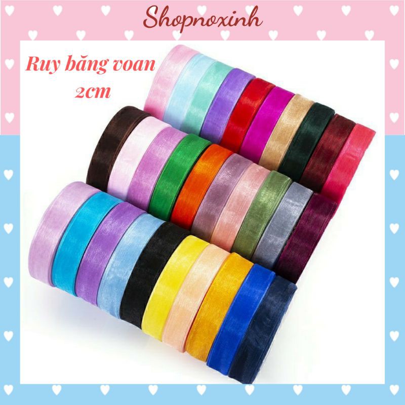 5 mét Ruy băng voan 2cm cao cấp ribbon ruybang lụa tuyết cát 🍒