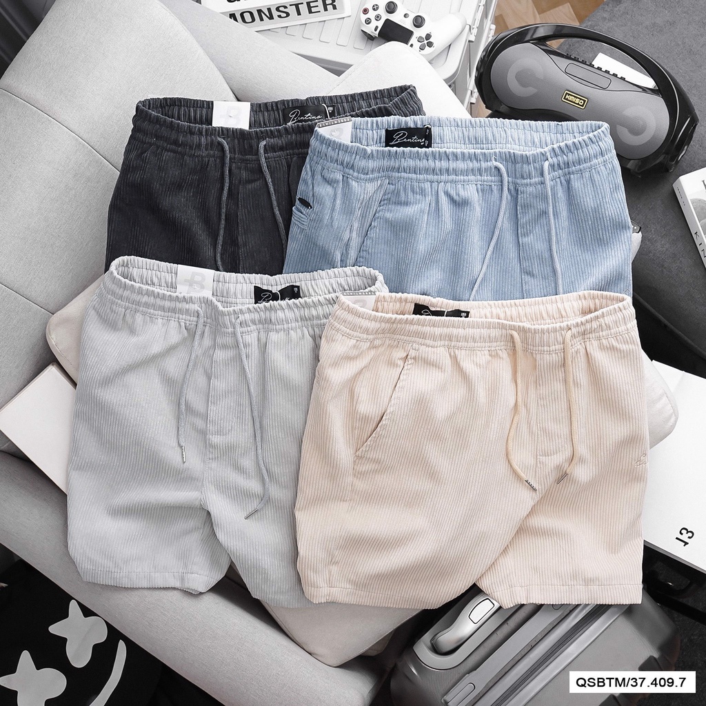 Quân Short Ngắn Nam Nhung Gân Sọc Mềm Mịn BENTINO 4 Màu Trẻ Trung Phong Cách Hàn Quốc