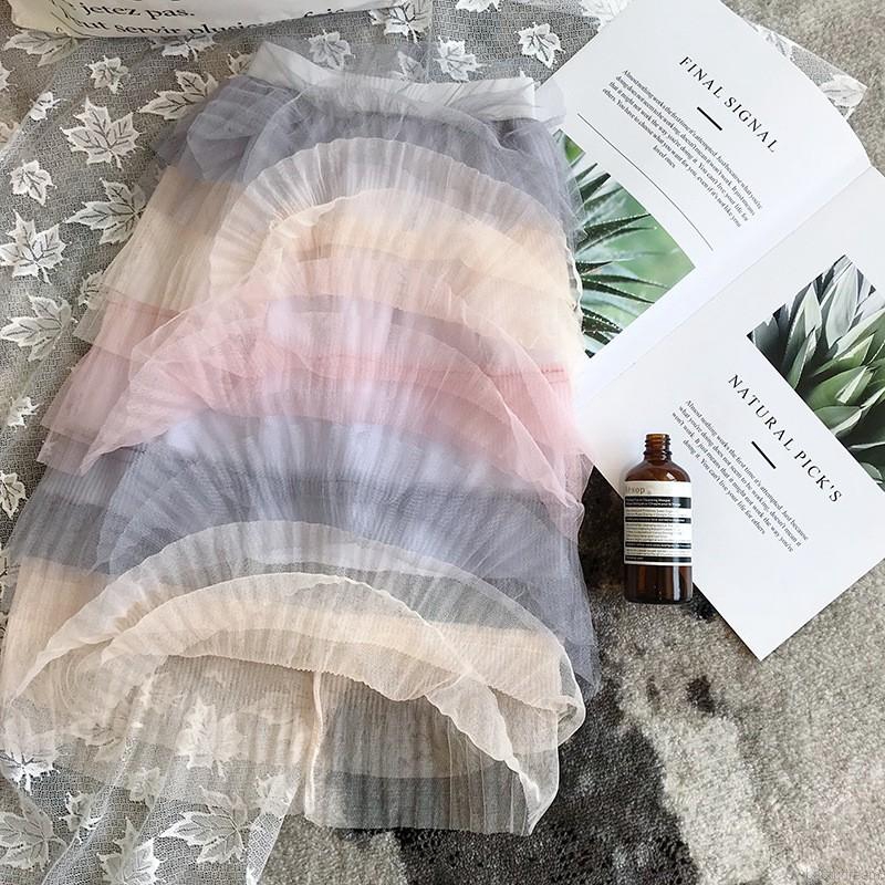 Chân váy xòe màu cầu vồng dễ thương cho bé gái