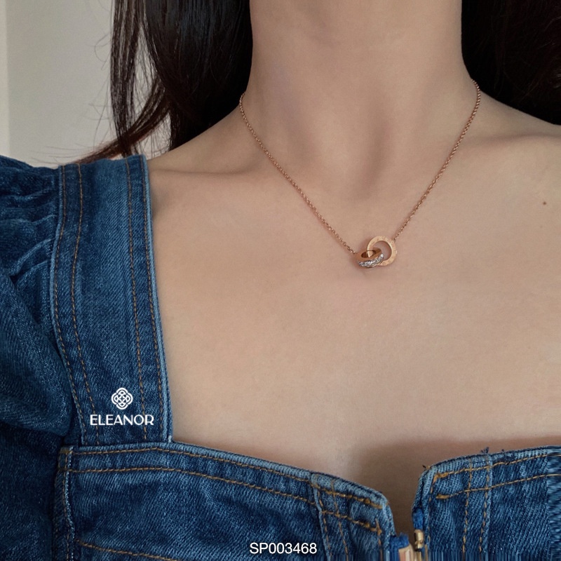 Dây chuyền nữ Eleanor Accessories mặt tròn đính đá phụ kiện trang sức dễ thương