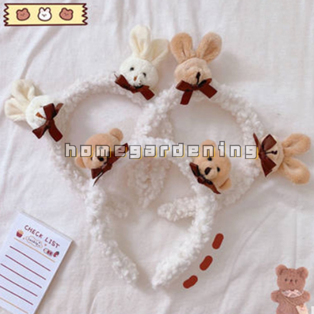 Băng Đô Cài Tóc Rửa Mặt Hình Tai Thỏ Hoạt Hình Dễ Thương Cho Nữ