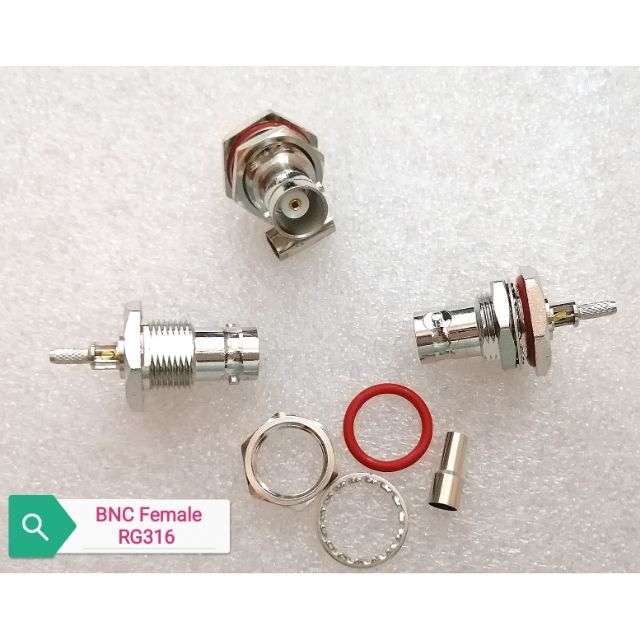 Đầu BNC female 50 OHM bắt vỏ hộp chống nước nối dây đồng trục RG316 loại tốt