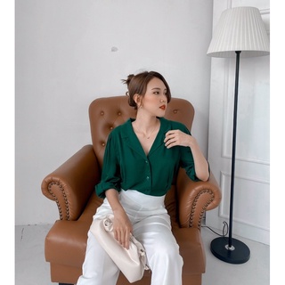 SISTERSISTER - Áo sơ mi lụa cổ lanton Jade