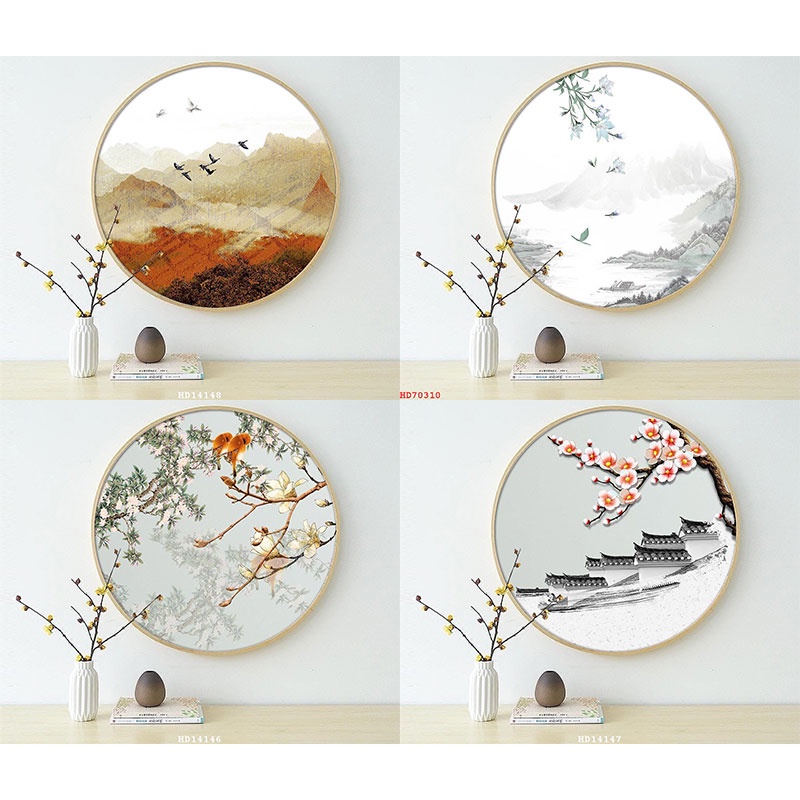 Tranh tròn trang trí Chim và Hoa 3 nhiều mẫu - chất liệu tráng gương thuận phát -Tranh treo tường - thuận phát
