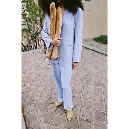 GIÀY MULE ZARA GÓT THẤP MÀU VÀNG ĐÍNH ĐÁ LẤP LÁNH