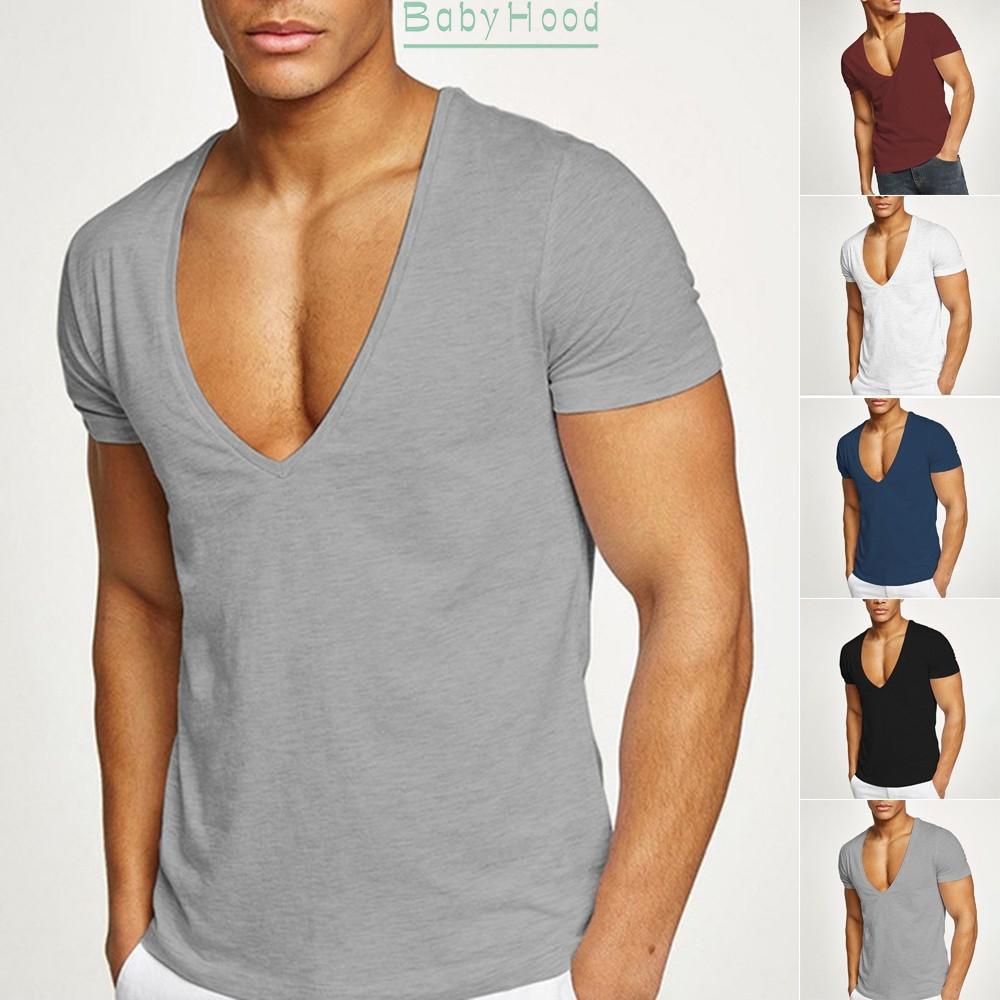 BBHOOD~T-Shirts V-Neck Summer Bodybuilding Breathable Casual Men Short Sleeve