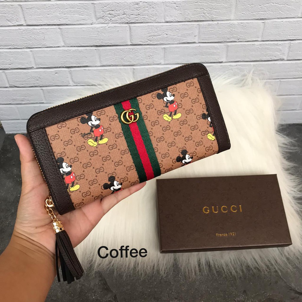 Ví Gucci Phối Khóa Kéo In Hình Chuột Mickey Dễ Thương