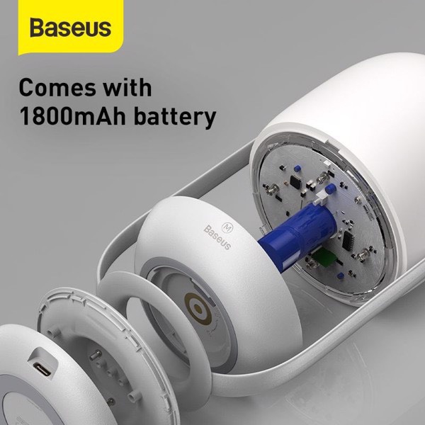 Đèn ngủ tiện dụng Baseus Moon-white Dimming Portable Lamp (Pin sạc 30 giờ hoạt động, 3000K/4000K/5000K)