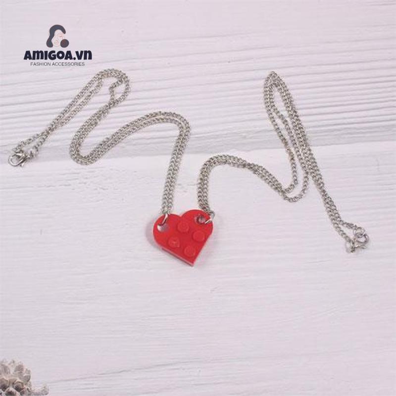 Vòng cổ Mặt Hình Trái Tim Có Thể Tháo Rời Phong Cách Hip Hop Thời Trang Cho Cặp Đôi