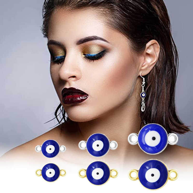 Sa Set 10 Đầu Nối Hai Lỗ Hình Tròn Cho Mặt Dây Chuyền Mắt Quỷ