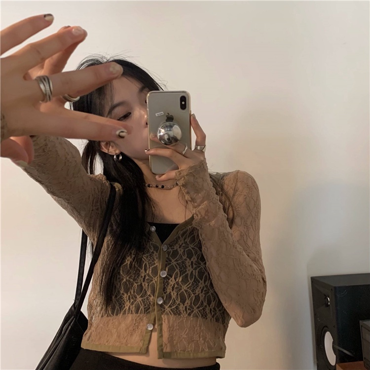 Áo lưới ren mỏng phong cách y2k thời trang cho nữ MS365