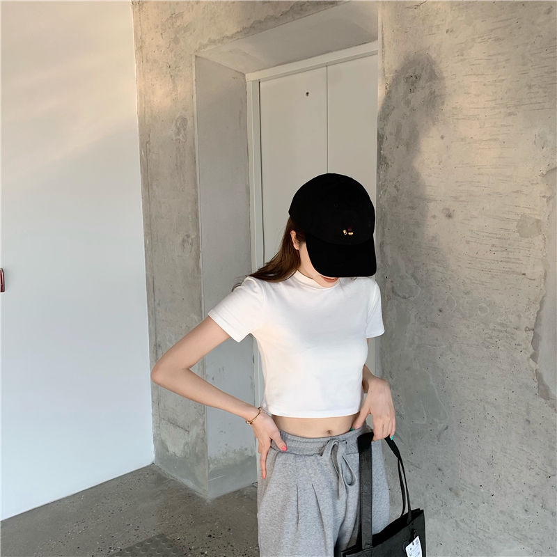 Áo Thun Croptop Tay Ngắn Dáng Ôm Thời Trang Mùa Hè Cho Nữ