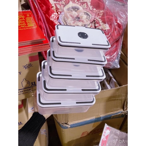 Combo 5 hộp nhựa chữ nhật đựng thực phẩm