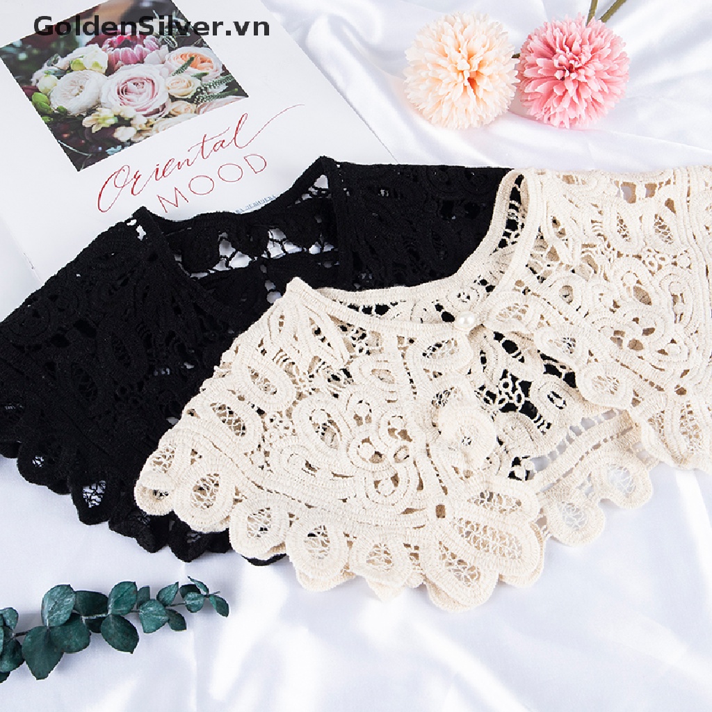 [Goldsilver] Cổ Áo Búp Bê Giả Vải Ren Rỗng Cổ Tròn Có Thể Tháo Rời Cho Nữ