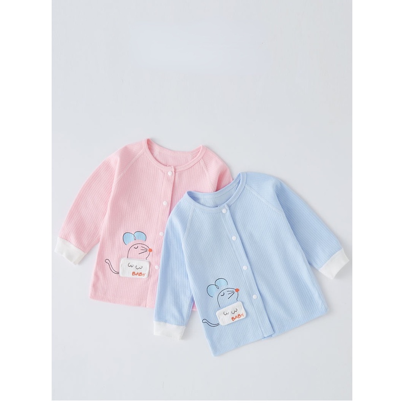 Áo Thun Liền Quần Vải Cotton Giữ Ấm Thời Trang Xuân Thu Cho Bé