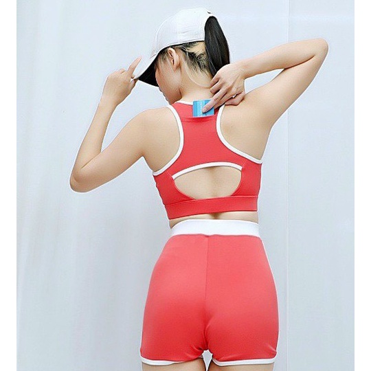 Set bộ đùi thể thao tập gym yoga nữ áo bra kèm mút quần đùi cạp cao Bin Sport BN034