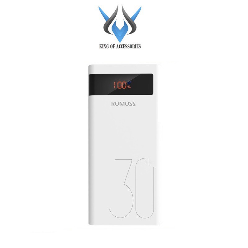 Pin sạc dự phòng Romoss Sense 8P+ 30000mAh Hỗ trợ QC3.0 và PD18W TypeC (Trắng)