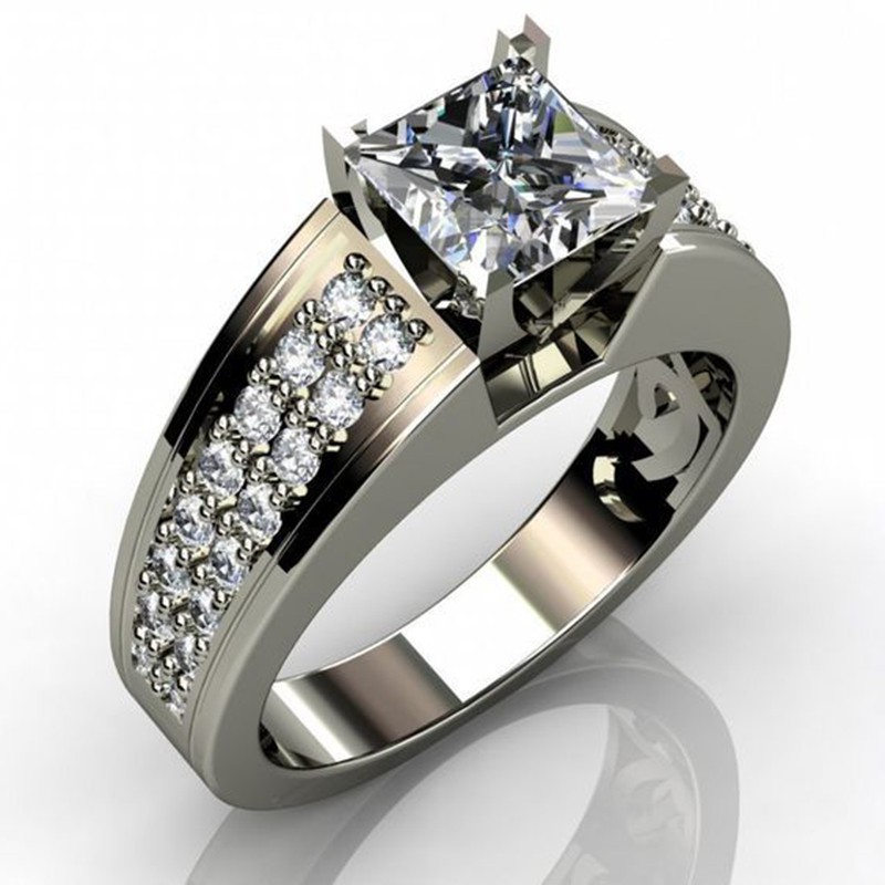 Aifei Jewellery Women Ring Mosaic Diamond 925 Sterling Silver R726