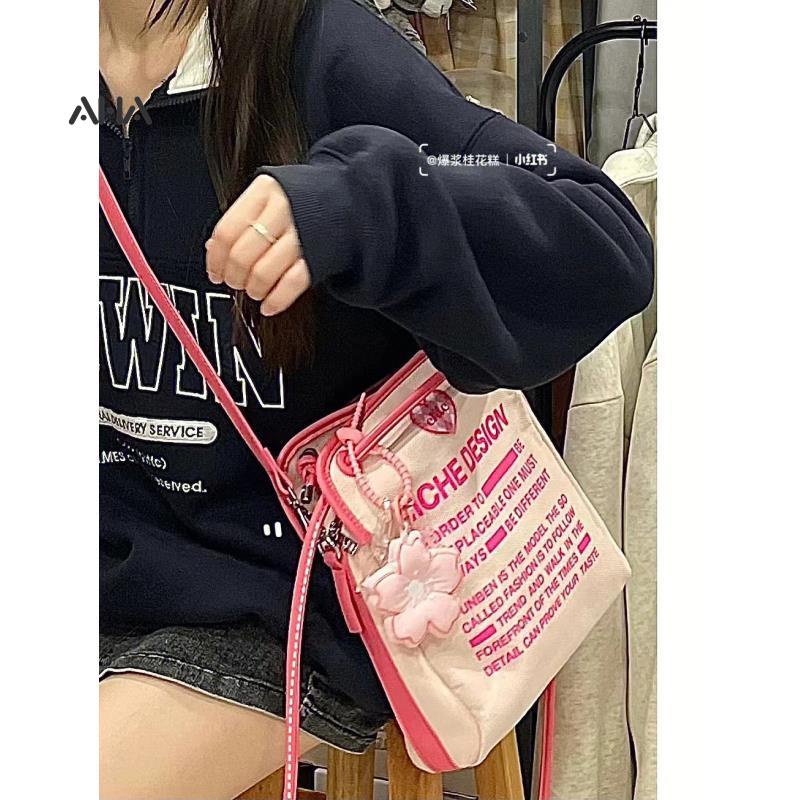 Túi đeo vai AHA official vải canvas in họa tiết kiểu cổ điển dễ phối đồ thời trang cho nữ