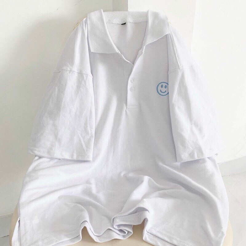 Áo Polo Unisex Tay Lỡ Form Rộng Thêu Vải Thun Cotton Dày Dặn Phong Cách Hàn Quốc – Ruby Store