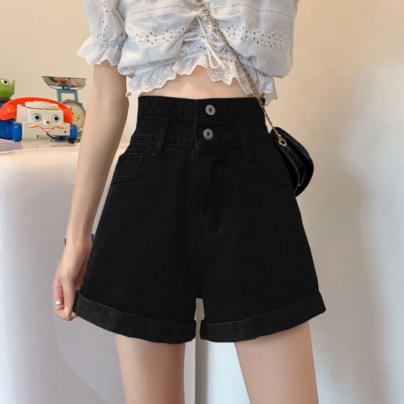 Quần Short Jean Ống Rộng Lưng Cao Dáng Chữ a Plus Size Thời Trang Mùa Hè 2021