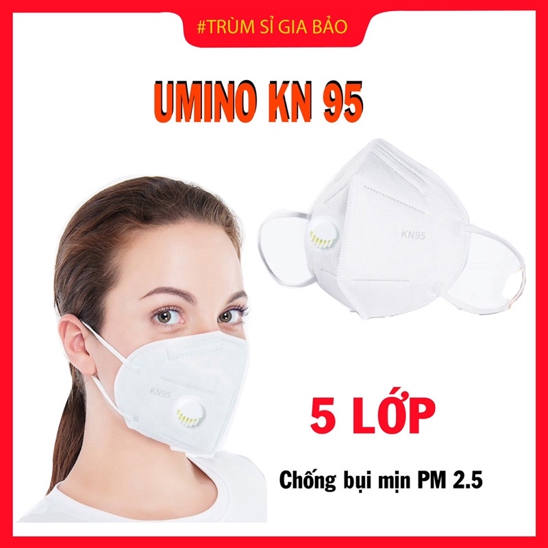 Khẩu trang N95 chính hãng 5 lớp UMINO có van thở - không van , khẩu trang y tế 3D mask chống giọt bắn bụi mịn pm 2.5