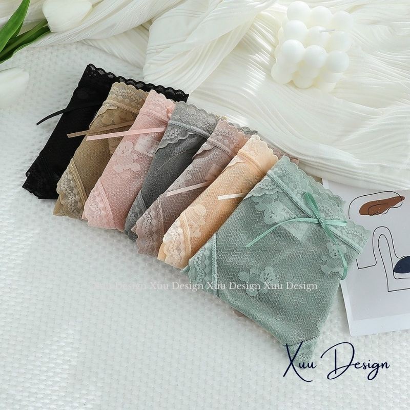 Quần lót Ren xuyên thấu kiểu ống sẻ sexy họa tiết gấu ngọt ngào - Wexuu Design QC106