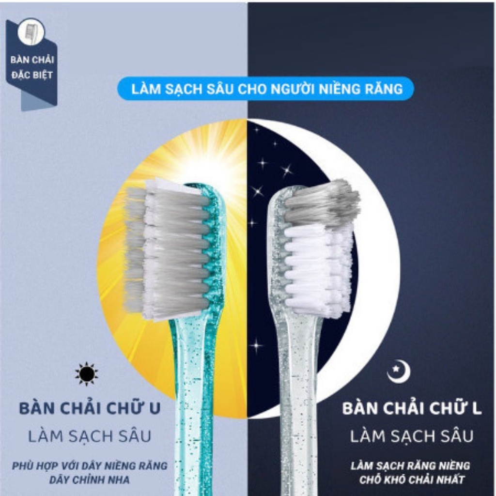 Bàn chải đánh răng cho người niềng răng làm sạch sâu sáng tối, tặng kèm bàn chải kẽ chữ I và bàn chải kẽ chữ L