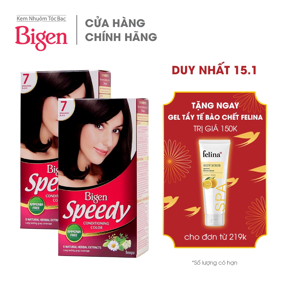 [KHUYẾN MÃI] Combo 2 hộp Thuốc nhuộm phủ bạc dạng kem Bigen Speedy Conditioning Color 80ml/ hộp, màu thời trang