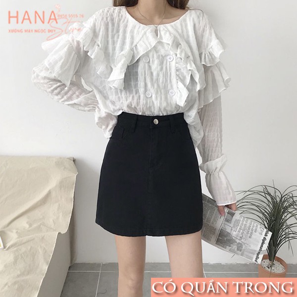 Chân váy kaki chữ A có túi lót trong ngắn ôm màu Đen Trắng - Cạp lưng váy cao - Vải Kaki thô mặc đi làm công sở biển đẹp | BigBuy360 - bigbuy360.vn