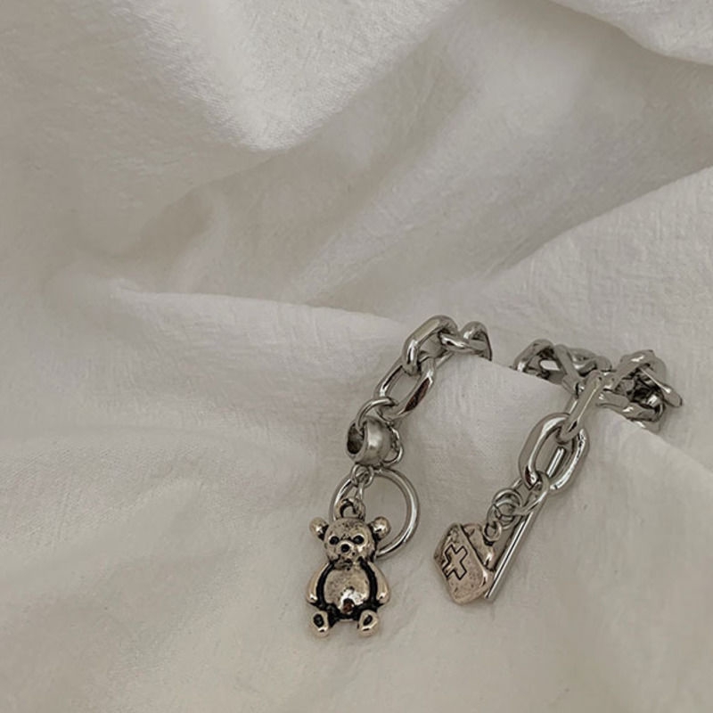 Vòng Đeo Tay Có Khóa Hình Gấu Đơn Giản Phong Cách Hàn Quốc