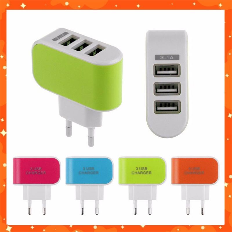 Cốc, củ sạc 3 cổng USB, sạc điện thoại đa năng tiện lợi