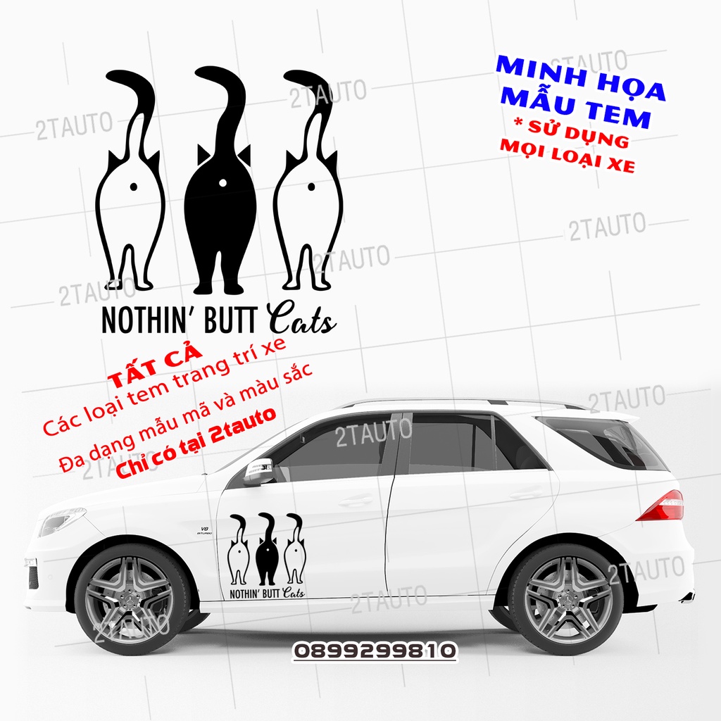 Tem decal HÌNH CON MÈO dán xe nhiều kích thước, chống thấm nước, logo CHÚ MÈO dán trang trí ô tô xe hơi - MẪU 1