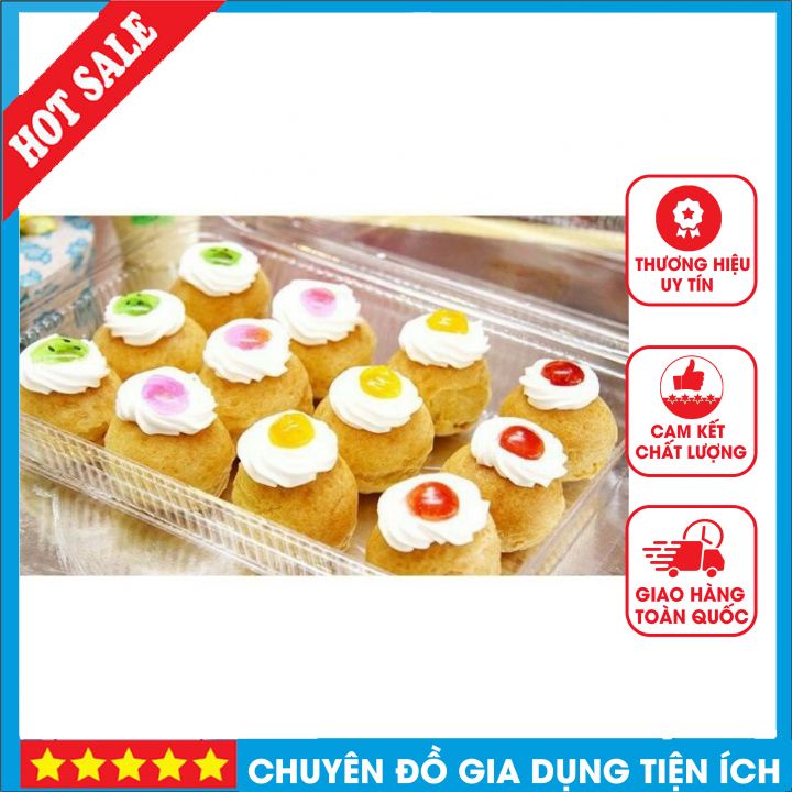10 Hộp Nhựa 1 Lần 5x15x23 Cm Đựng Bánh Su Kem, Nem, Xoài Lắc