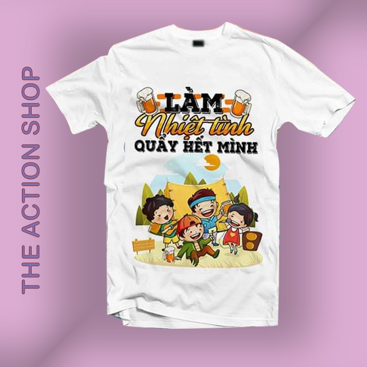 Áo thun team building, đồng phục đi biển, vải cotton 4 chiều mềm mịn có 4XL và 5XL ACS05-ACS08 Bin Action